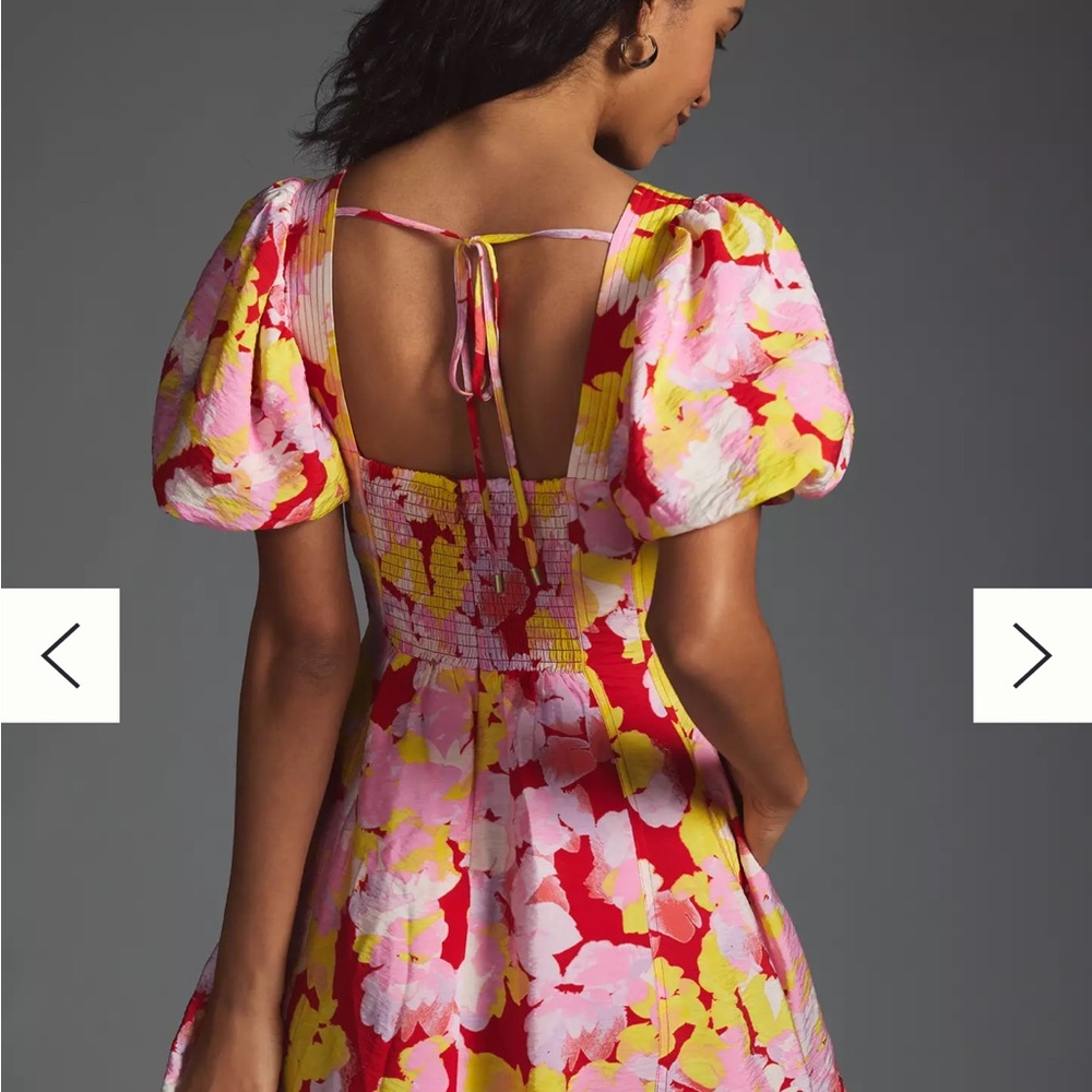 Anthropologie Puff Sleeve Sweetheart mini dress. Size 12.